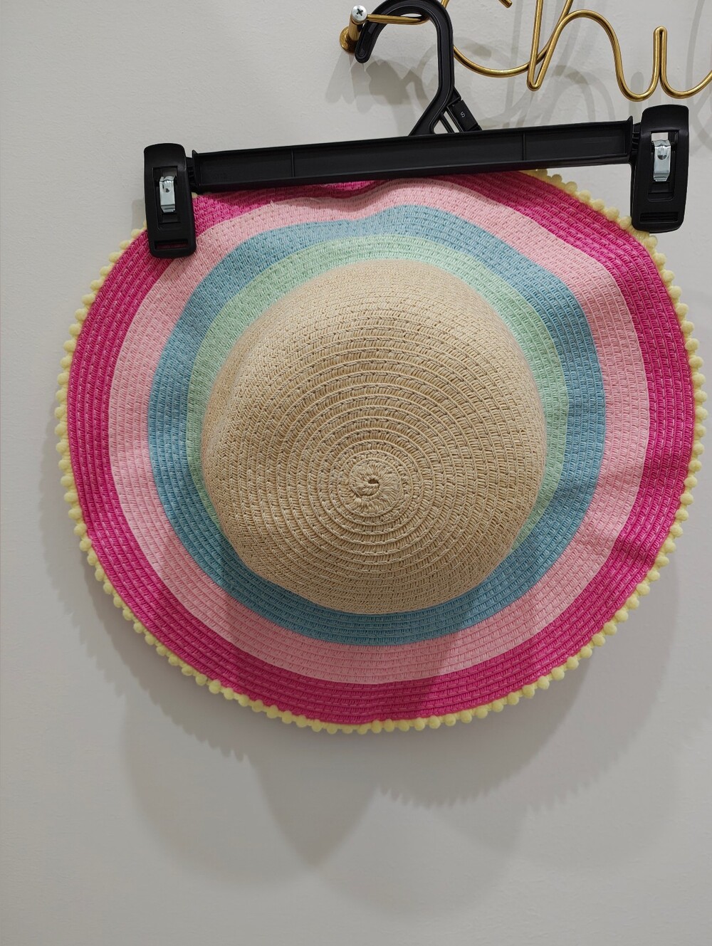 Target Multicolor Wide Brim Straw Sun Hat - Pink, Blue, Cream, Yellow